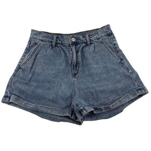 American Eagle Mom Shorts Women's Size 4 Blue Denim Cuffed High Rise